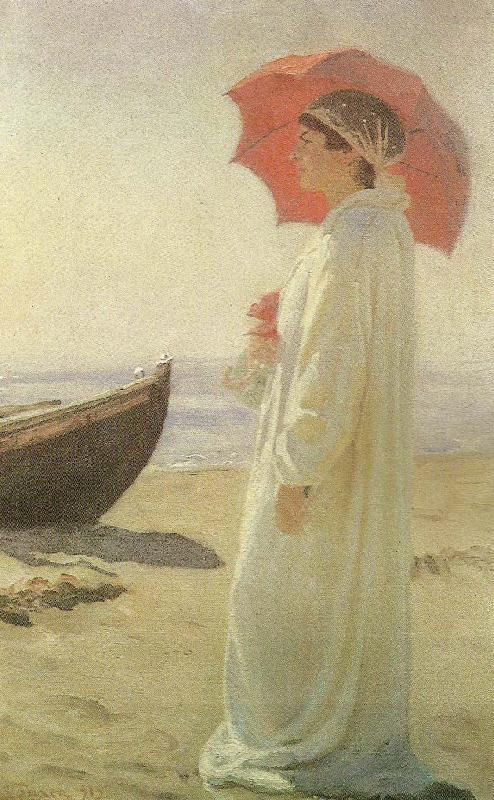 Laurits Tuxen nina, kunstnerens datter, pa stranden